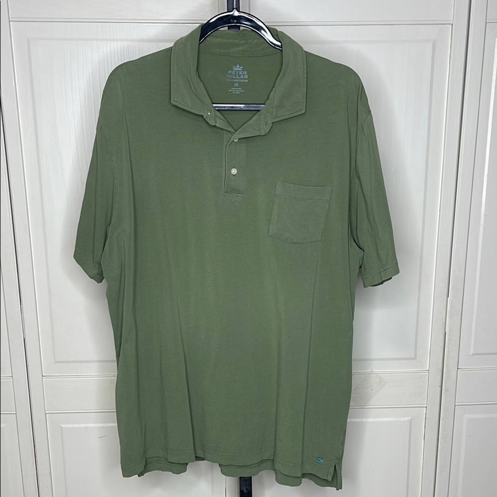 Peter Millar Men’s Mountainside Collection Sz XL Olive Green Golf Polo Shirt